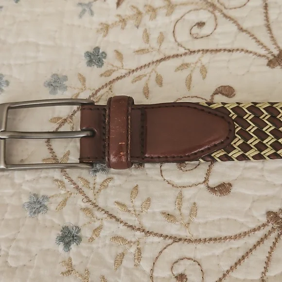 Vintage Genuine Leather Men's Belt With Cord Braids Size 34 - Picture 8 of 12